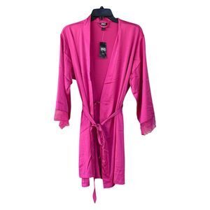 NWT INC International Concepts Lace Trim Satin Pink Robe Size XS XXL Pajama
